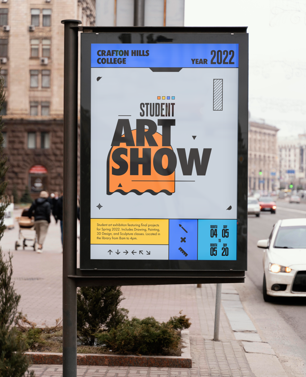 street billboard that says student art show